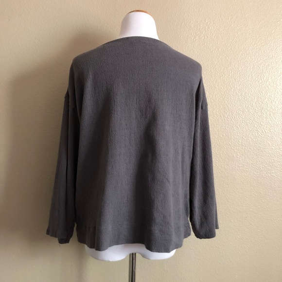 Pure Jill Charcoal Gray Linen Top Blouse - Picture 6 of 8